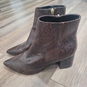 Marc Fisher Women's Leather Snake Print Ankle Boots Size 9.5
